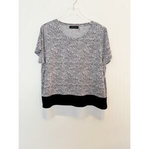 Ivanka Trump Short Sleeve Black and White Patterned Blouse Size XL